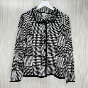 Christopher & Banks Cardigan Jacket Womens Size S Houndstooth Button Long Sleeve